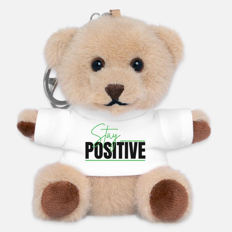 Stay Positive Typographic Design - Teddy Keyring - white