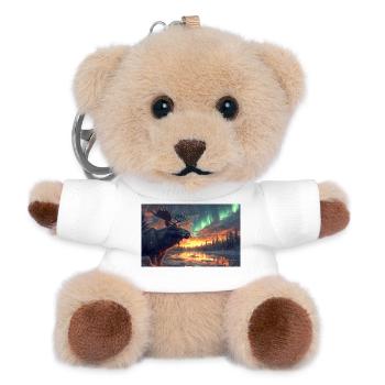 Moose under the Northern Lights - Teddy Keyring - white - Front