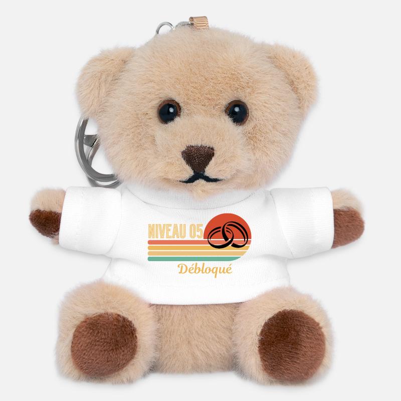 Level 05 Unlocked Retro Graphic Design - Teddy Keyring - white