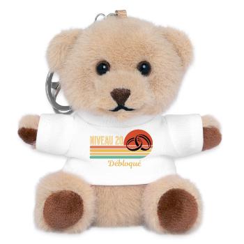 Level 20 Unlocked Retro Graphic Design - Teddy Keyring - white - Front