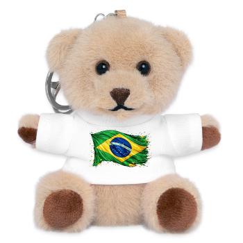 Brazilian Flag Brazil - Teddy Keyring - white - Front