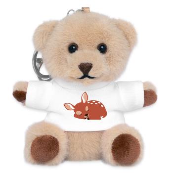 Süßer schlafendes Rehkitz minimalistischen Stil - Teddy Schlüsselanhänger - Weiß - Vorne