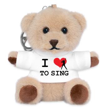 Ich liebe es zu singen - Teddy Schlüsselanhänger - Weiß - Vorne