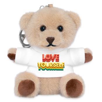 Amour de soi rétro arc en ciel - Porte-clés ourson - blanc - Devant