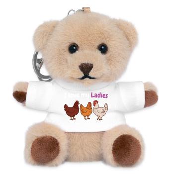 Chicken Humor Shirt for Chicken Keeper - Teddy Keyring - white - Front