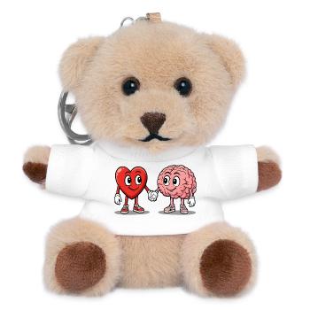 Herz und Gehirn Freundschaft - Teddy Schlüsselanhänger - Weiß - Vorne