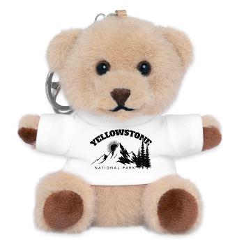 Hiking Yellowstone National Park - Teddy Keyring - white - Front