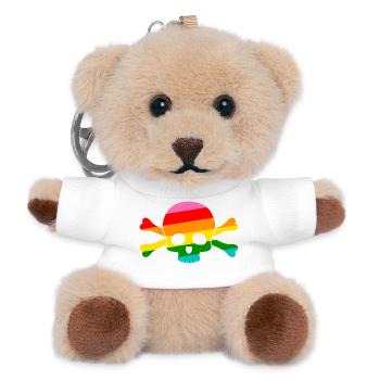 Crâne arc-en-ciel - Porte-clés ourson - blanc - Devant