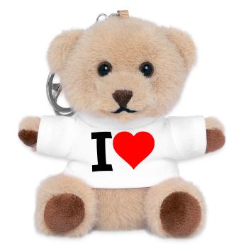Rotes Herz - Klarer Liebes-Look - Teddy Schlüsselanhänger - Weiß - Vorne