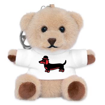 Cool Dachshund Hat Gentleman - Teddy Keyring - white - Front