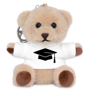 Graduation Silhouette Doctoral Hat - Teddy Keyring - white - Front