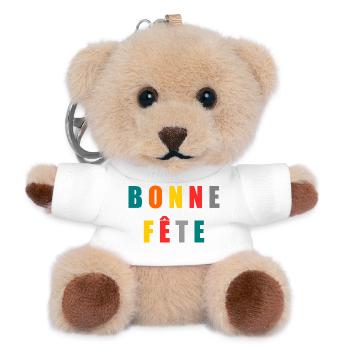 BONNE FÊTE. FÊTE DES MÈRES. FÊTE DES PÈRES. FÊTE - Porte-clés ourson - blanc - Devant