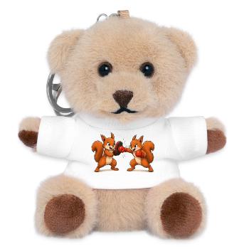 Squirrel Boxing Training Cartoon Motif - Teddy Keyring - white - Front