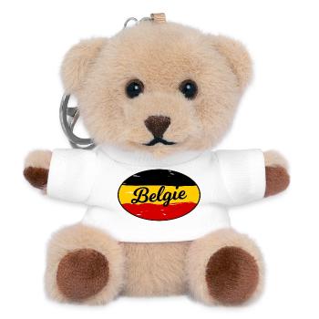 Belgien Vintage Schrift Flagge - Teddy Schlüsselanhänger - Weiß - Vorne