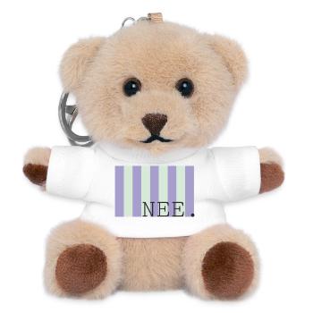 Nee Pastellstreifen Schrift - Teddy Schlüsselanhänger - Weiß - Vorne