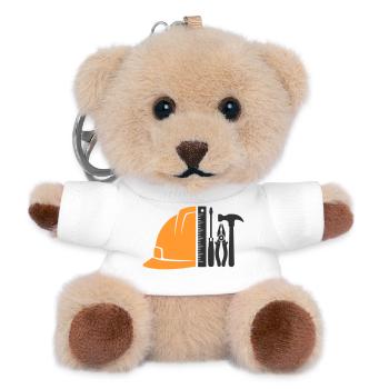 Werkzeug & Bauhelm – Handwerker Logo - Teddy Schlüsselanhänger - Weiß - Vorne