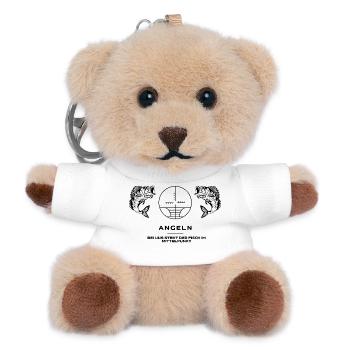 Angeln aus Leidenschaft  Angler Shirt - Teddy Schlüsselanhänger - Weiß - Vorne