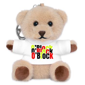 Neonblock-Typografie in Rot & Limette - Teddy Schlüsselanhänger - Weiß - Vorne