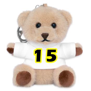 Symbole numérique 15 - Porte-clés ourson - blanc - Devant