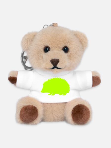 Neon Igel Silhouette - Teddy Schlüsselanhänger - Weiß