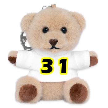 Symbole du chiffre 31 - Porte-clés ourson - blanc - Devant