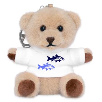 Zwei blaue Fischsilhouetten - Teddy Schlüsselanhänger - Weiß - Vorne