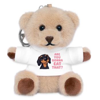 Are You going to Eat That Dachshund Humor - Teddy Keyring - white - Front