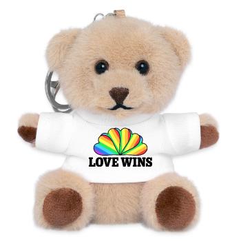 Love Wins - Rainbow Statement Design - Teddy Keyring - white - Front