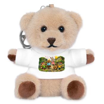 Cheerful animal friends party procession - Teddy Keyring - white - Front
