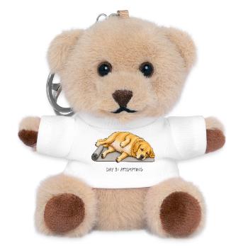Golden Retriever Yoga Dog Day 3 Attempting - Teddy Keyring - white - Front