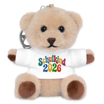Schulkind 2026 | Einschulung | Erstklässler - Teddy Schlüsselanhänger - Weiß - Vorne