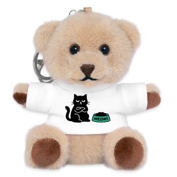 Schwarze Katze Napf Icon - Teddy Schlüsselanhänger - Weiß - Vorne