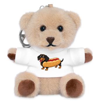 Dackel als Hotdog - Teddy Schlüsselanhänger - Weiß - Vorne