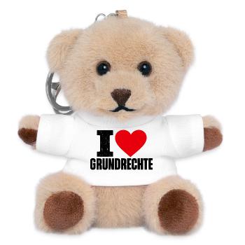 I Love Grundrechte – Rotes Herz für Demokratie - Teddy Schlüsselanhänger - Weiß - Vorne
