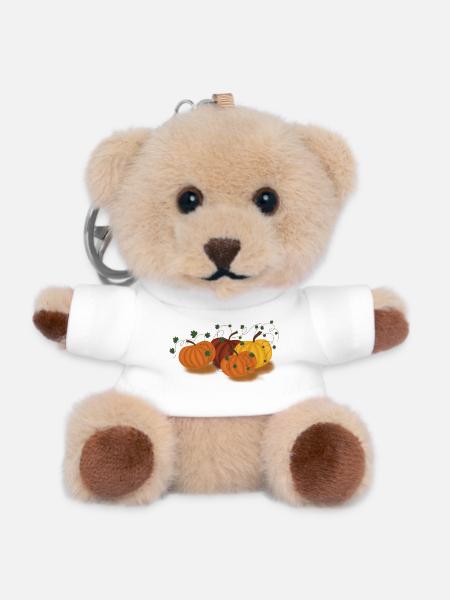 Herbstliche Kürbisranken Muster - Teddy Schlüsselanhänger - Weiß