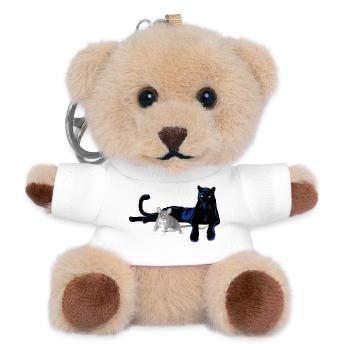 Panther Katze und Maus Duo  - Teddy Schlüsselanhänger - Weiß - Vorne