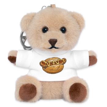Hotdog Kunst mit Senf-Schwung - Teddy Schlüsselanhänger - Weiß - Vorne
