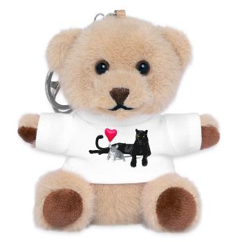 Herzballon Freundschaft Katze Maus - Teddy Schlüsselanhänger - Weiß - Vorne