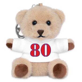 80. 80 JAHRE. 80. JUBILÄUM. 80-JAHRES-JUBILÄUM. - Teddy Schlüsselanhänger - Weiß - Vorne