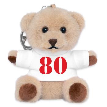80. 80 JAHRE. 80. JUBILÄUM. 80-JAHRES-JUBILÄUM. - Teddy Schlüsselanhänger - Weiß - Vorne