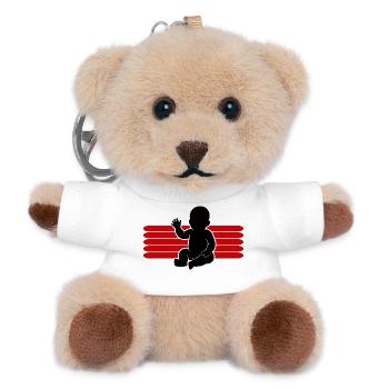 Baby Motiv winken Body Strampler Lustige Sprüche - Teddy Schlüsselanhänger - Weiß - Vorne
