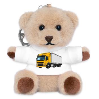 Gelber Lastwagen Illustration - Teddy Schlüsselanhänger - Weiß - Vorne