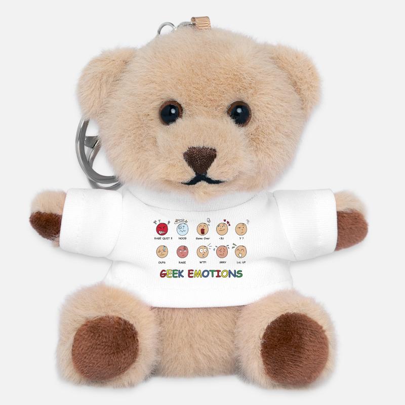 GEEK EMOTIONS - BLACK Text - Teddy Keyring - white
