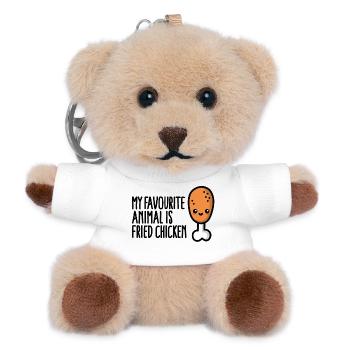My favourite animal is fried chicken cute cartoon - Teddy Keyring - white - Front