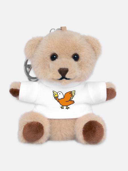 Petit oiseau - Porte-clés ourson - blanc