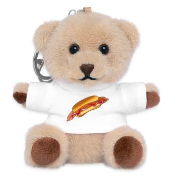 Hot Dog Sausage Bun Ketchup Fast Food Junk BBQ - Teddy Keyring - white - Front