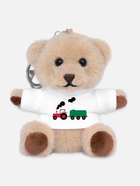 tracteur - Porte-clés ourson - blanc