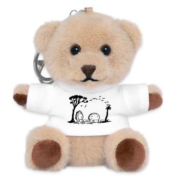 Elephant Village Optical Illusion - Teddy Keyring - white - Front