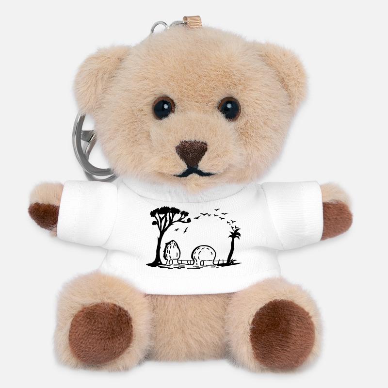 Elephant Village Optical Illusion - Teddy Keyring - white