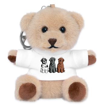 Three Newfoundland Dogs - Teddy Keyring - white - Front